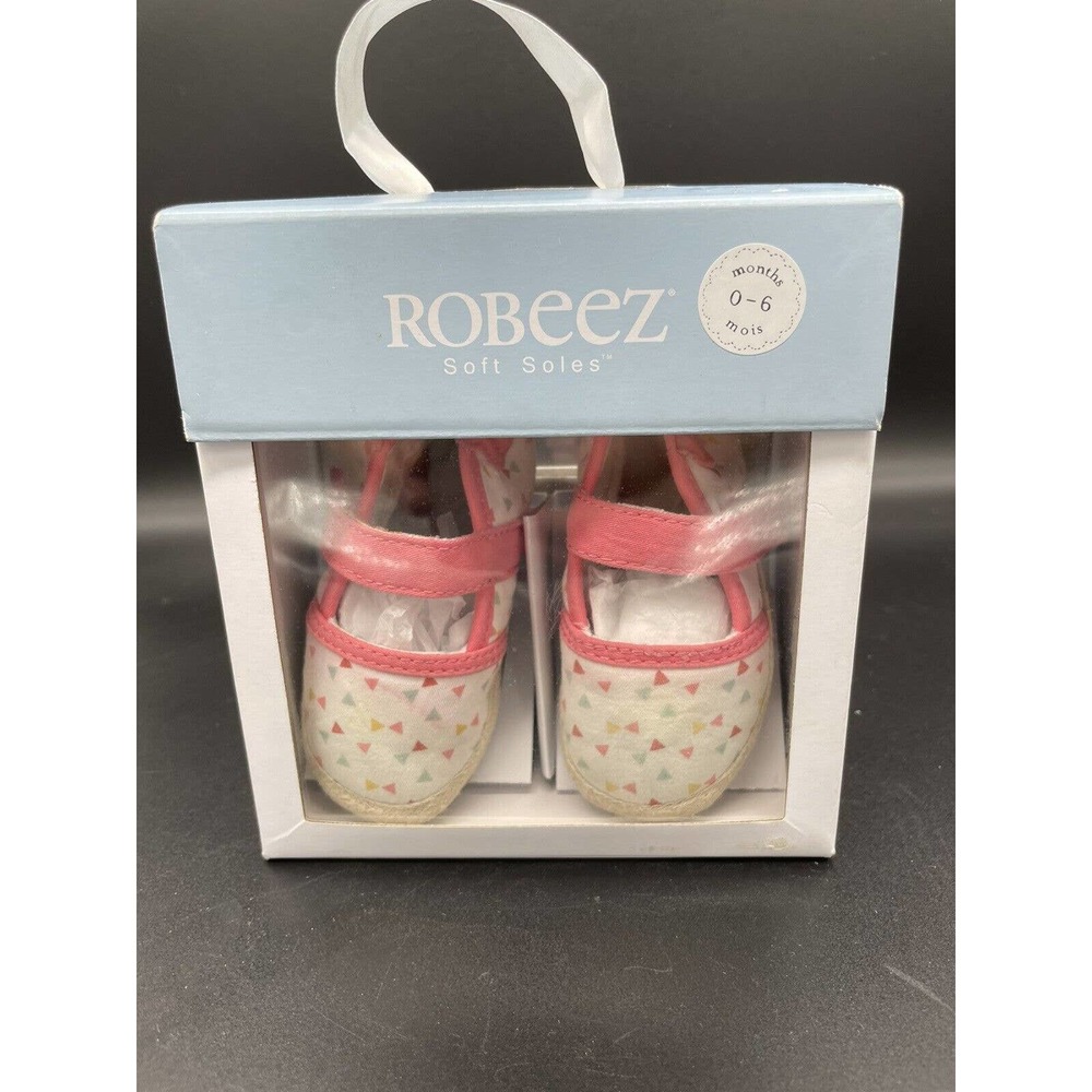 Robeez Soft Soles Bridget Espadrilles For Infant/Baby Pink Polka 0-6mo In Box!